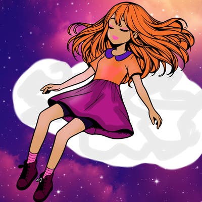 realistic girl floating