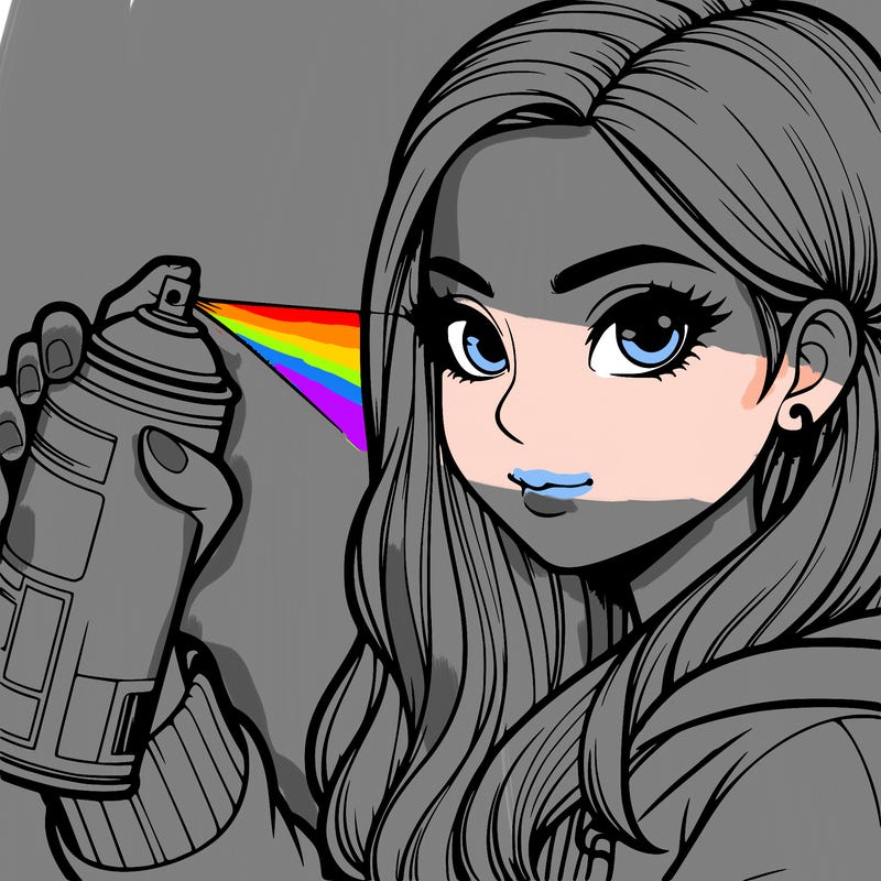 a realistic girl spray, painting