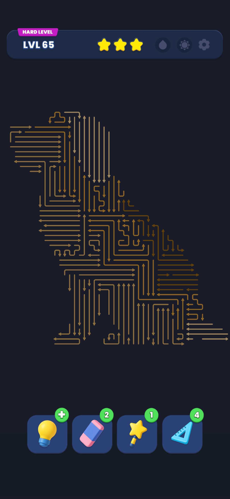 Arrow Out - Um quebra-cabeça de seta direcional em forma de cachorro no jogo móvel Arrow Out.