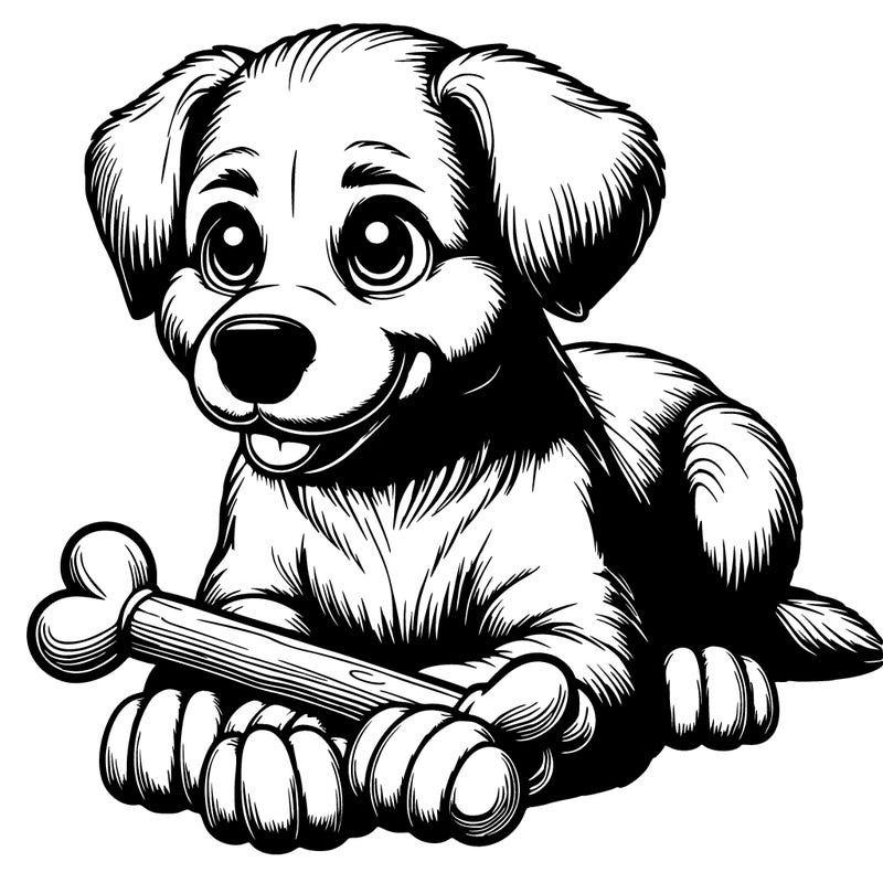 realistic dog whith chew toy