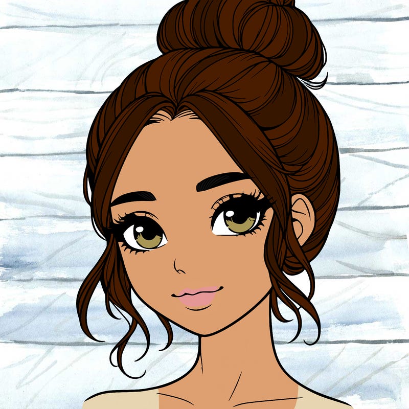 realistic pretty girl with hair in bun