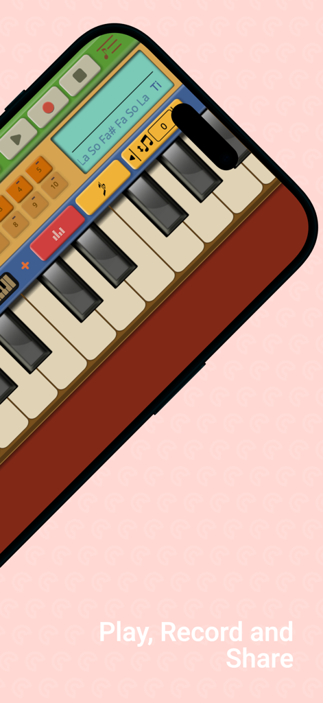 Professional Melodica - Professional Melodica app interface showing a virtual keyboard with recording and playback controls