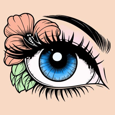 realistic eye with flower
