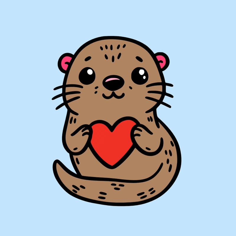 otter with a heart