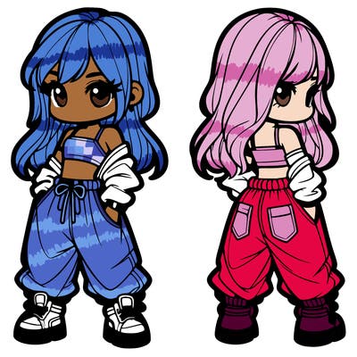 girl in crop top and baggy pants