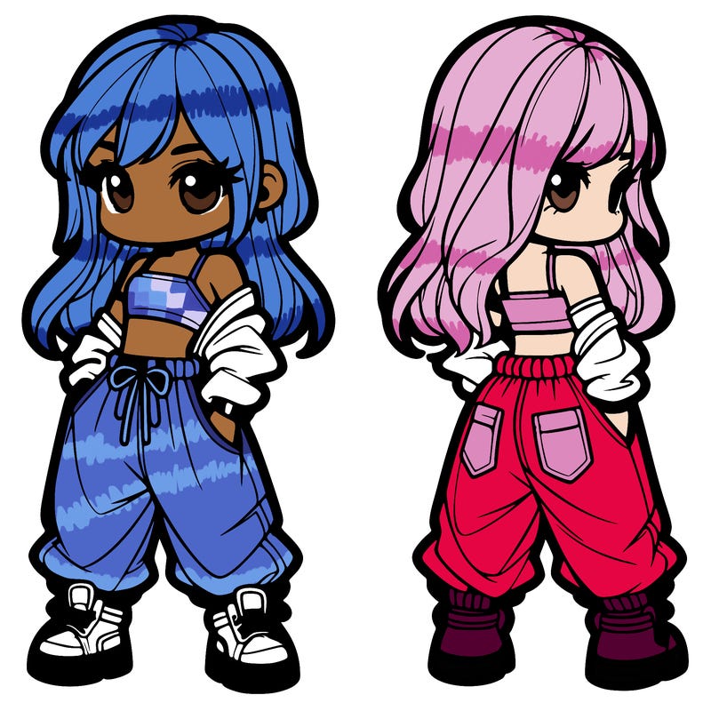 girl in crop top and baggy pants