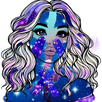 realistic girl with wavy hair and lips