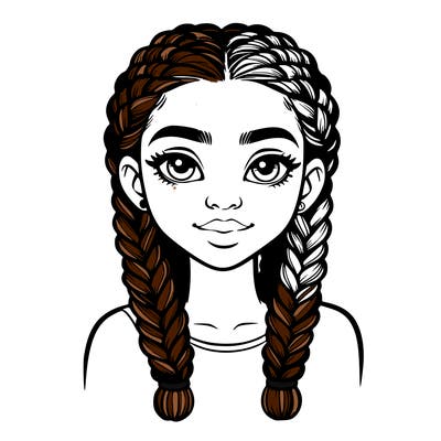 realistic girl with braids