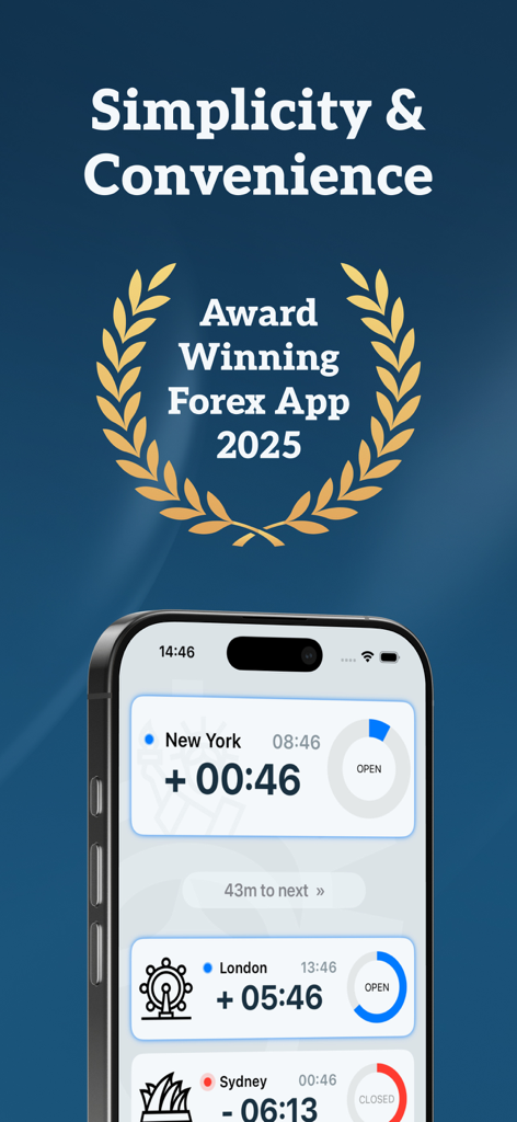 Market Countdown Times & News - Award winning Market Countdown app showing New York and London forex market sessions