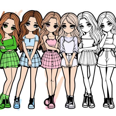 a group of girls realistic