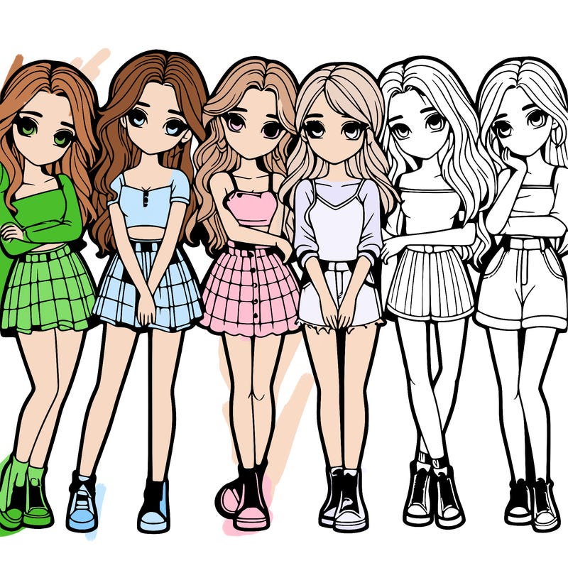 a group of girls realistic