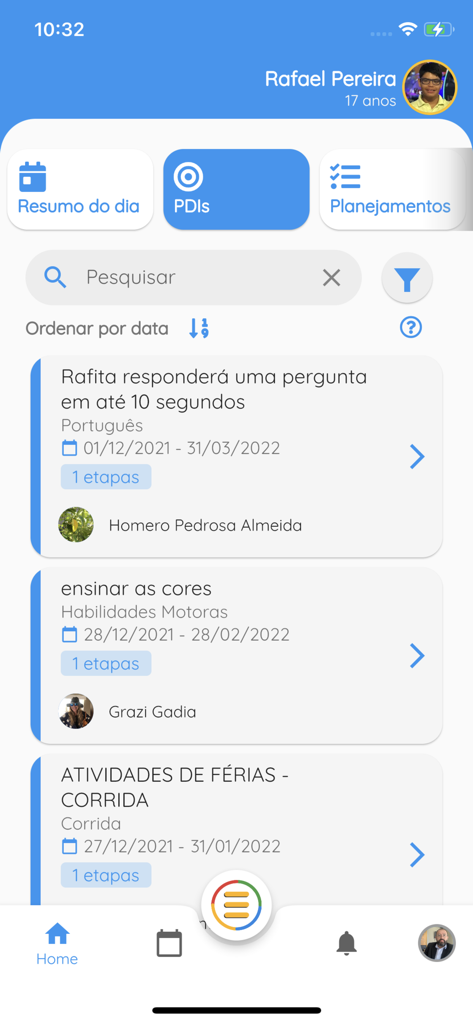 TiTa Therapy - Dashboard dell'app TiTa Therapy che mostra gli obiettivi del piano di sviluppo individuale e il monitoraggio dei progressi terapeutici