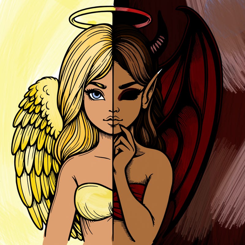 realistic angel half demon