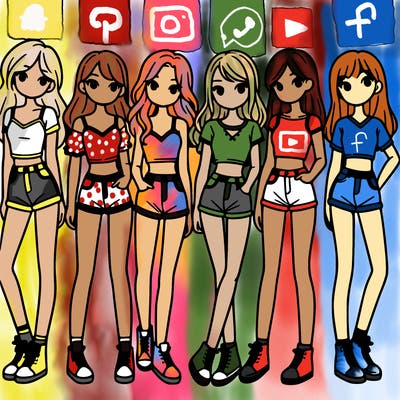 a group of girls wearing crop tops and shorts