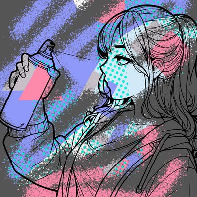 a realistic girl spray, painting