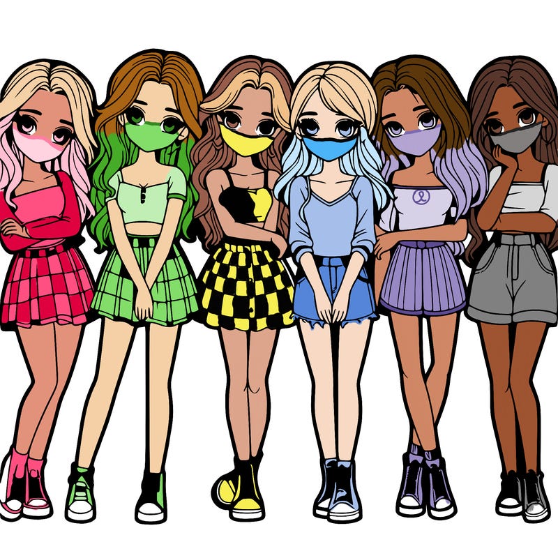 a group of girls realistic