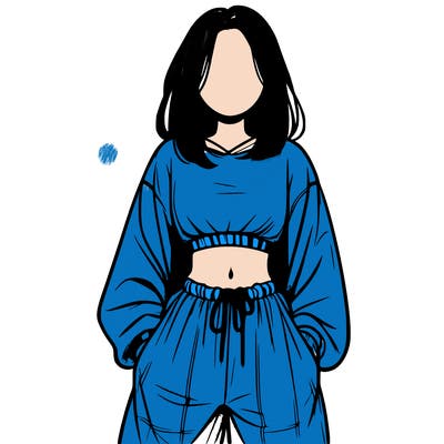 realistic girl faceless with baggy pants and a crop top