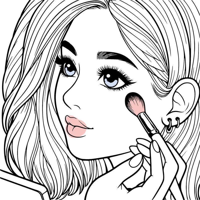 a realistic girl doing her makeup