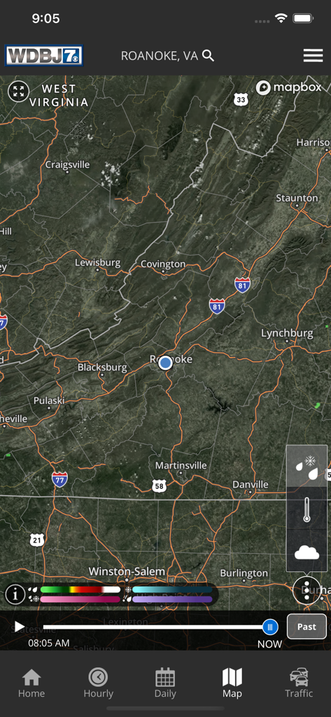 WDBJ7 Weather & Traffic - Interactive weather radar map of Roanoke Virginia in the WDBJ7 app