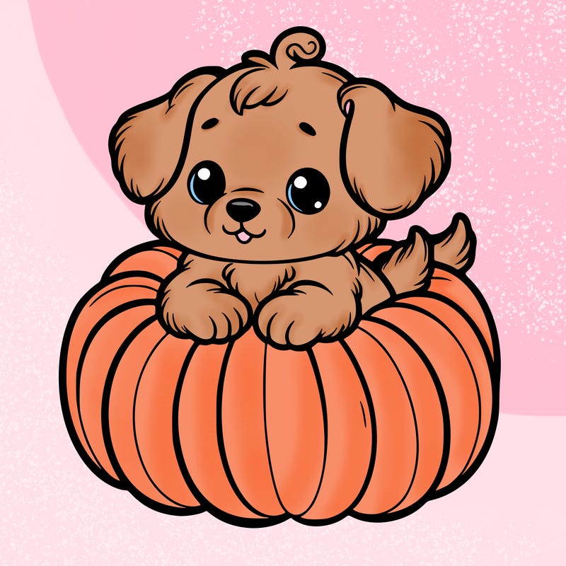 cute little puppy in a pumpkin