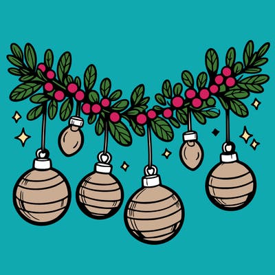 christmas garland with big bulbs