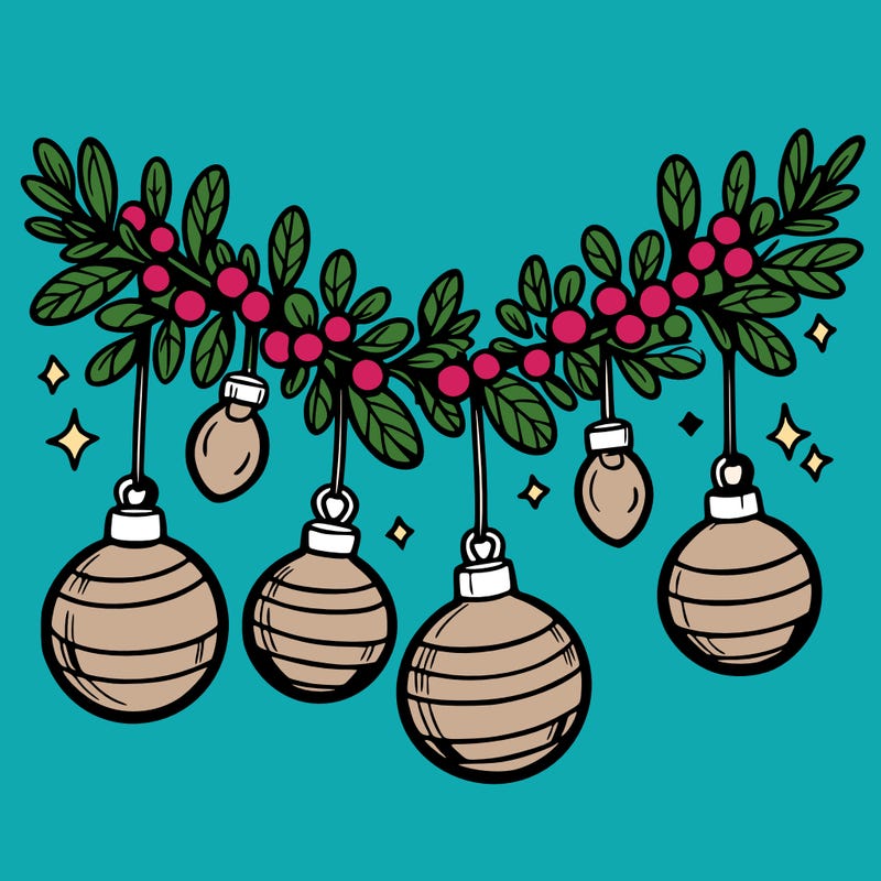 christmas garland with big bulbs