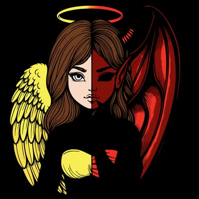 realistic angel half demon