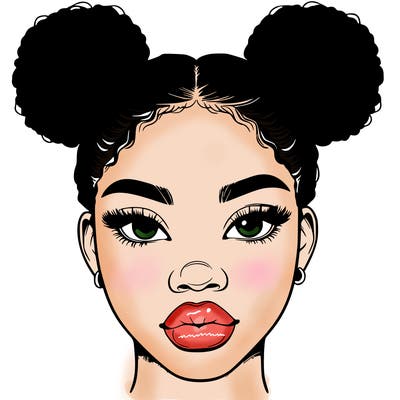 realistic black woman with two buns