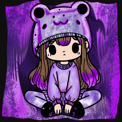 a girl wearing a frog hat and some frog socks