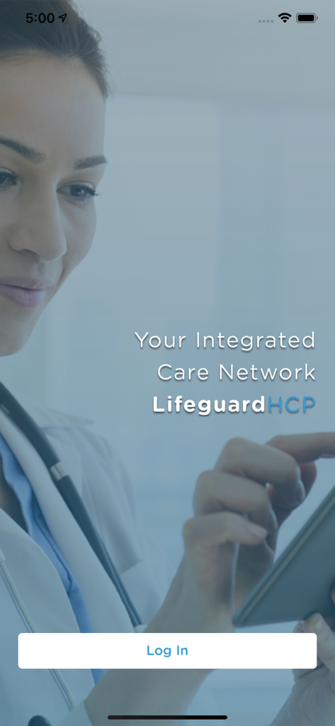 LifeguardHCP login screen for healthcare professional patient management