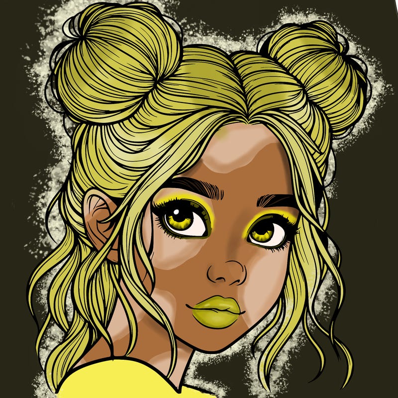 realistic girl with hair buns on her head