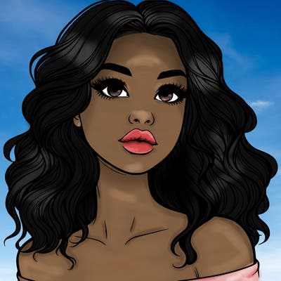 realistic girl with wavy hair and lips