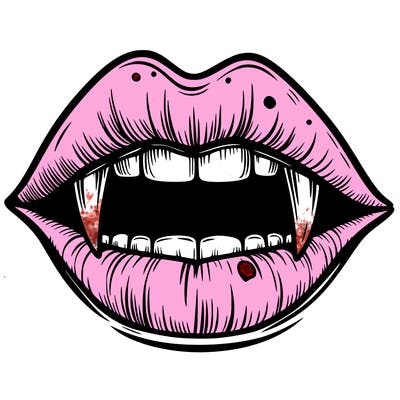 lips with vampire teeth