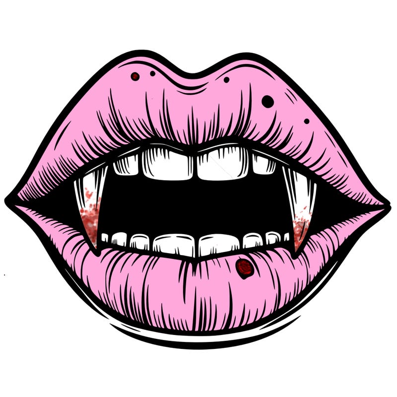 lips with vampire teeth