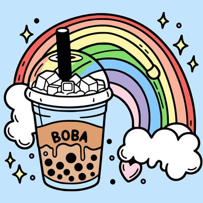 boba rainbow and ice