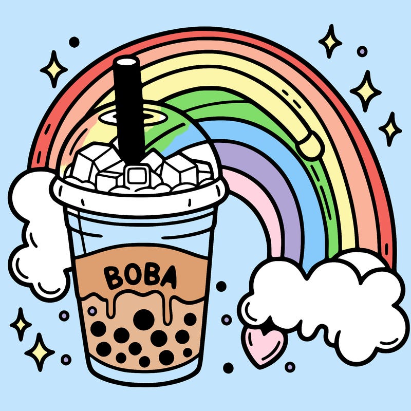 boba rainbow and ice