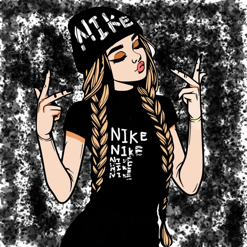 realistic teenage girl with braids and a beanie and crop top doing 🫶🏼