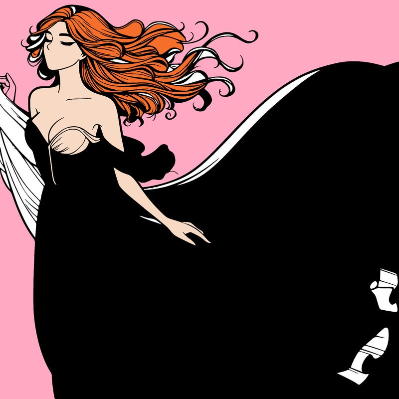 realistic woman in dress flowing the the wind