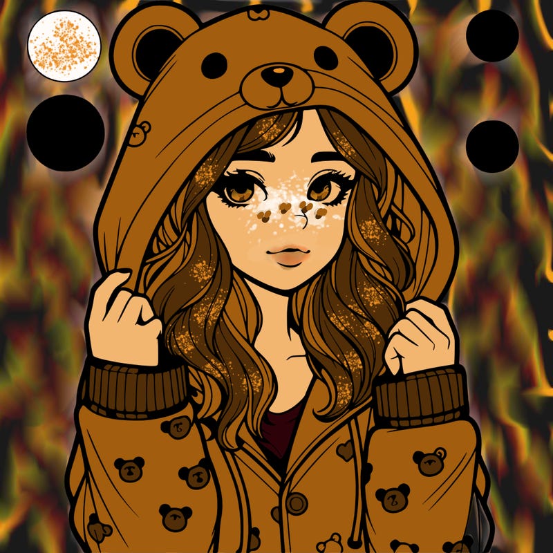 realistic girl in a animal pjs hoodie