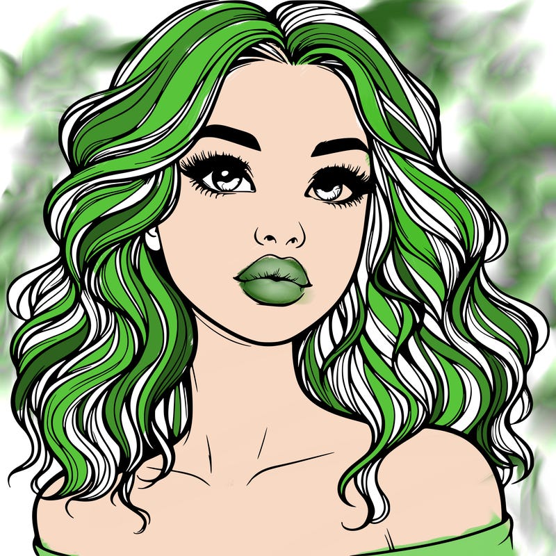 realistic girl with wavy hair and lips