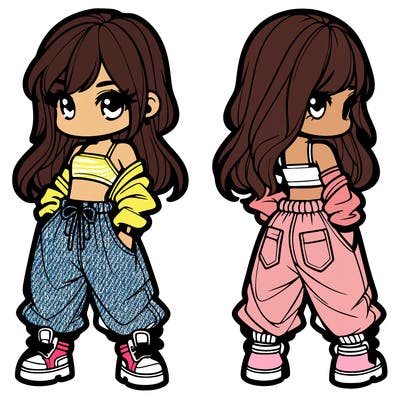 girl in crop top and baggy pants