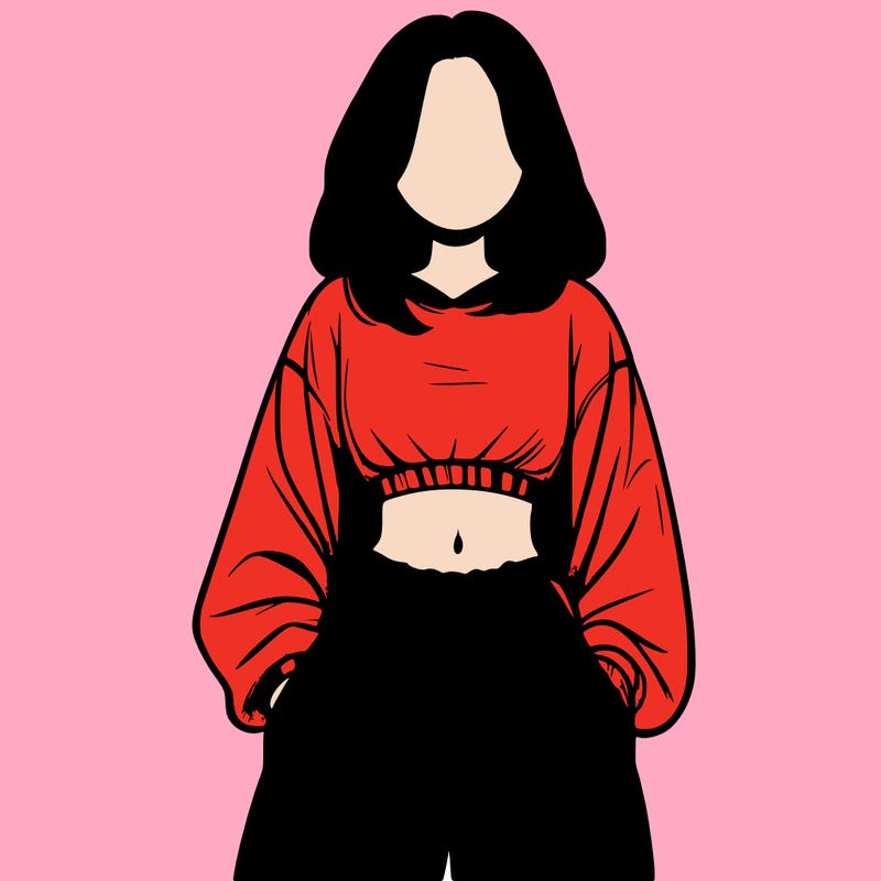 realistic girl faceless with baggy pants and a crop top