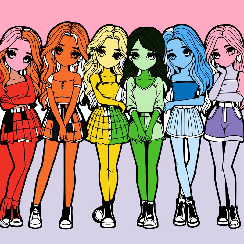 a group of girls realistic