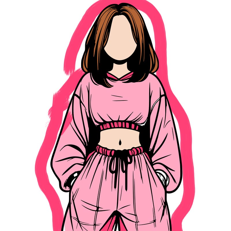 realistic girl faceless with baggy pants and a crop top