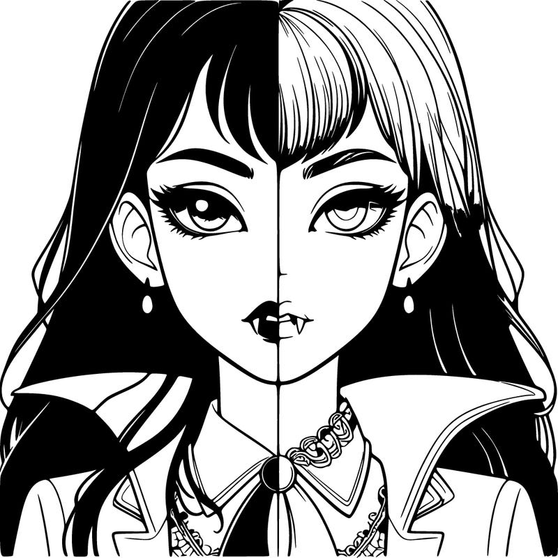 split realistic girl vampire