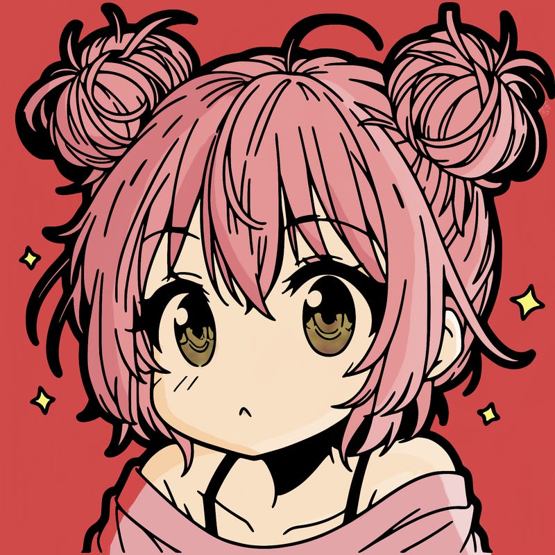 a manga girl with messy small buns