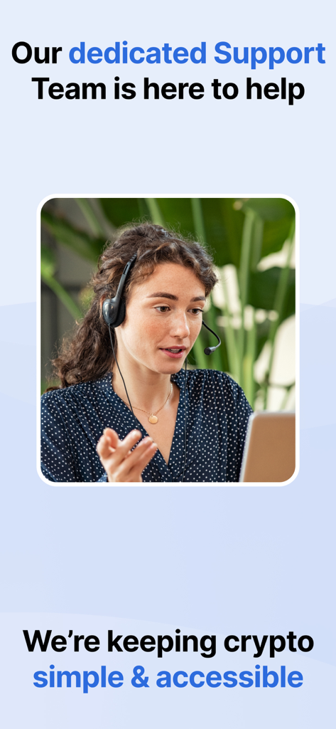 CoinJar: Buy Bitcoin & Crypto - Un rappresentante del servizio clienti professionale di CoinJar con indosso una cuffia e che fornisce assistenza agli utenti