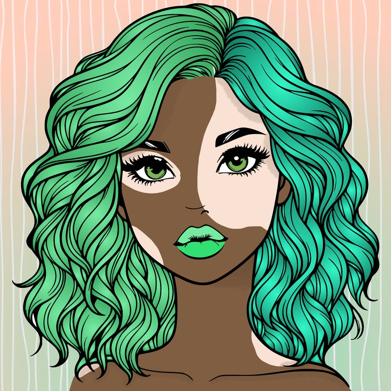 realistic girl with wavy hair and lips