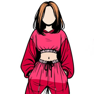 realistic girl faceless with baggy pants and a crop top
