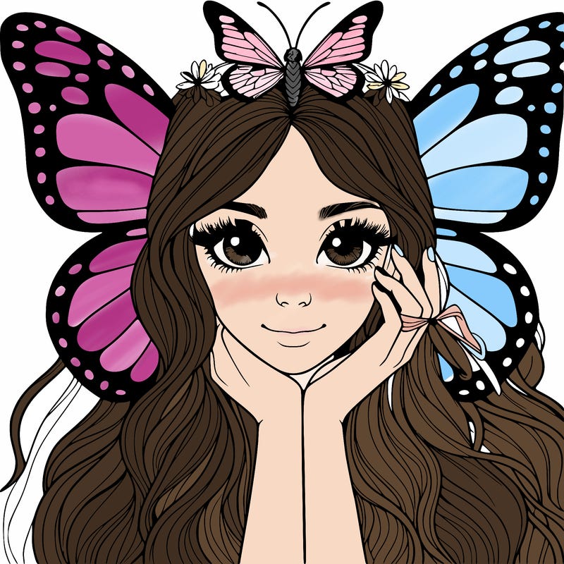 butterfly realistic girl